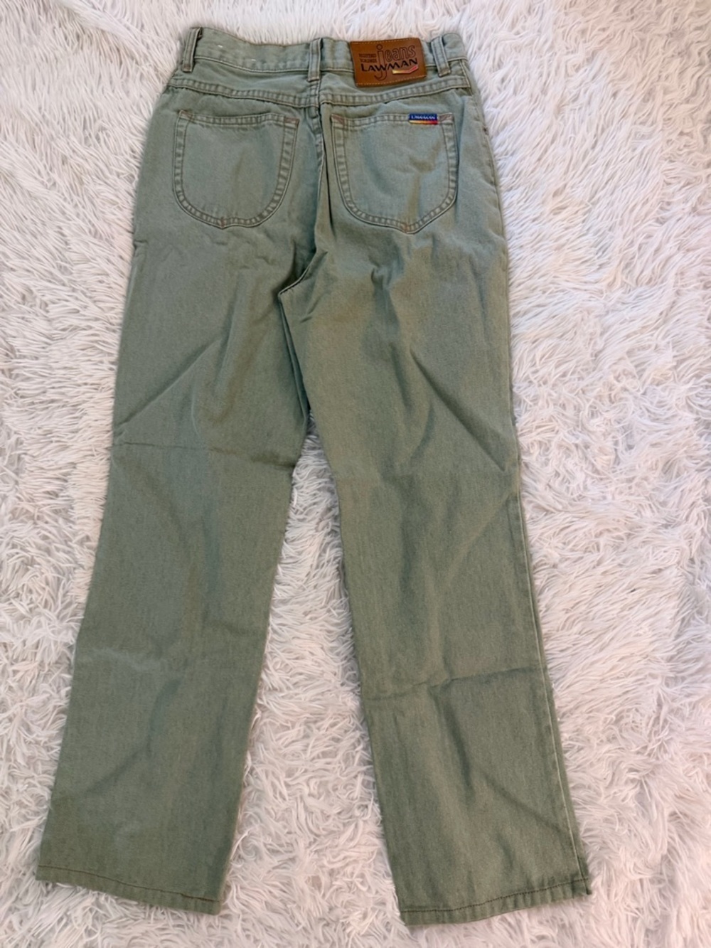Vintage Green High Waisted Jeans Size XS 25 Waist Straight Leg Minimalist - Picture 5 of 6